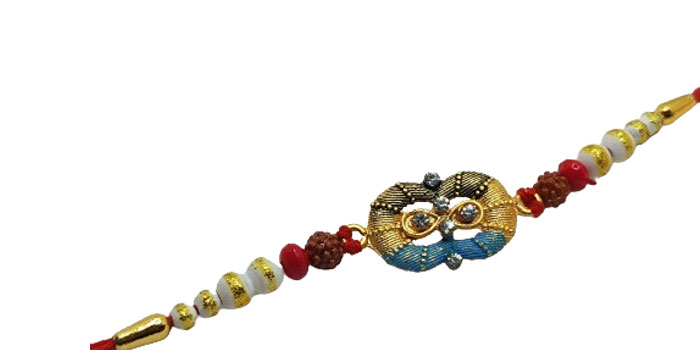 Vibrant Design Rakhi with Colorful Stones