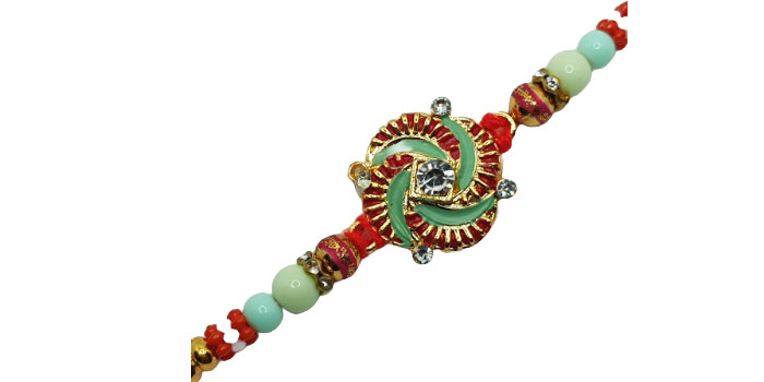 Colorful Rakhi with Multicolor Design and a Touch of Stones