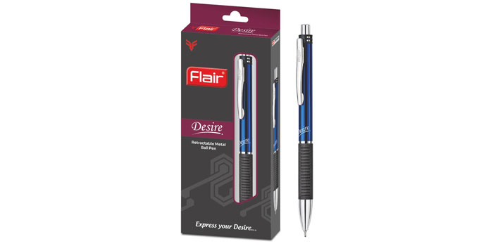 Desire Retractable Metal Ball Pen Blue