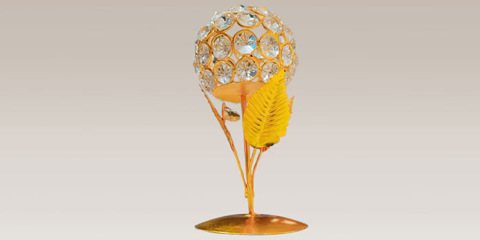 Gold Crystal Flora Glow Tea Light Holder