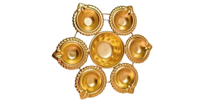 Metal Decorative 6 Small Diya Set