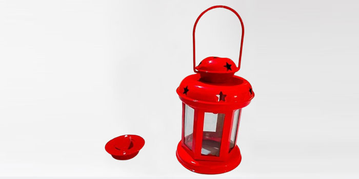 Red Solid Lantern T-Light Candle Holder Detail