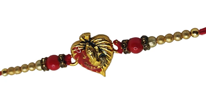 Beautifully Designed Lord Ganesha Rakhi in Leaf