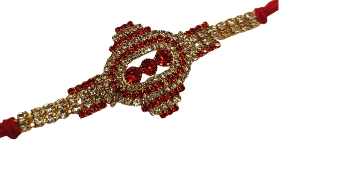 Designer Rakhi in Red and Rilver Finish