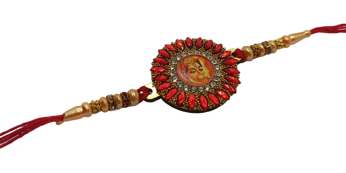 Divine Round Sun-Shaped Rakhi with Hanuman Ji in Center