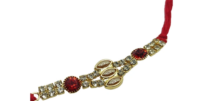 Blissful Rakhi with a Shiny Finish and Elegant Stones