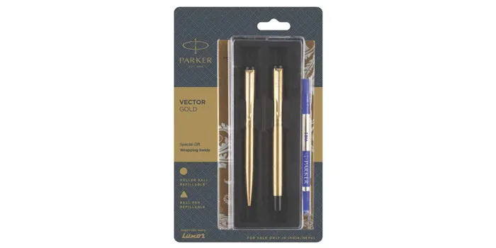 Vector Gold Refillable Roller Ball Pen and Ball Point Pen